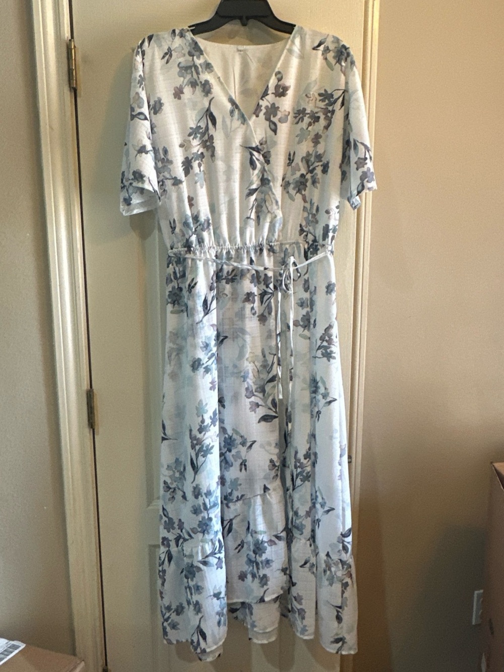 Petallush White with Light Blue Floral Maxi Dress